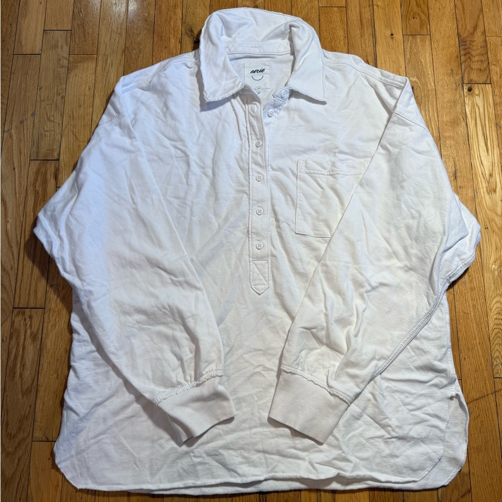 Aerie White Textured Top #689